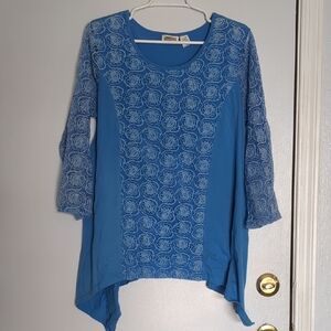 Blue Lace Women's Top Lg